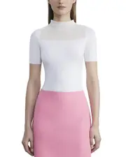 Lafayette 148 New York Sheer Cutout Raglan Sleeve Wool Pullover xs NoColor
