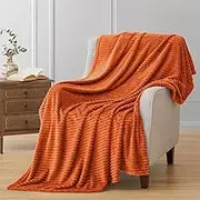Vessia Flannel Fleece Throw Blanket(50X70 Inch, Orange), Lightweight Couch Blanket, Warm Cozy Soft Bed Blanket, Plush Microfiber Sofa Blanket for All Season