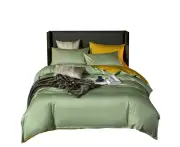 Anyhouz Bed Sheet Green Yellow Ultra Soft Luxury Egyptian Cotton Bedding Cover Double Size 6 Pcs Bed Set