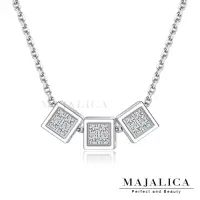 在飛比找Yahoo奇摩購物中心優惠-Majalica．925純銀項鍊．鎖骨鍊．簡約方塊-白鋯