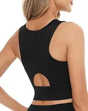 [HALIITA] High Impact Sports Bra for Women - Removable Padded Yoga Racerback Bra, Workout Crop Tops for Gym, Running & Daily Wear
