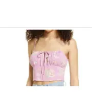 NWT BP Tie‎ Detail Crop Camisole in Purple Anna Floral S