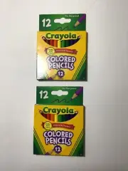 2 PACK 12 PC CRAYOLA SHORT PRE-SHARPENED NONTOXIC COLORED PENCILS