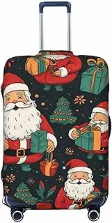 [CADREWY] Merry Christmas Print Travel Suitcase Cover Luggage Protector with Elastic Anti Scratch for Carry On, Black, Medium