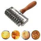 Stainless Steel Dough Lattice Bread Crust Roller Cutter Wood Handle