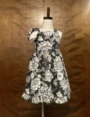 Catherine Malandrino Ruffle Dress & Headband Set Girls 7 Grey Floral Sleeveless
