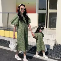 在飛比找蝦皮購物優惠-爆款 新品親子裝洋裝2023年夏季新款韓版女童度假風母女裝波