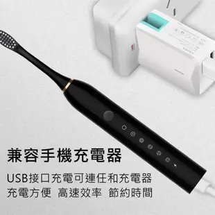 超聲波電動牙刷 IPX7防水 6種模式 聲波電動牙刷 音波震動牙刷 智能牙刷 4.8 USB充電 電動牙刷