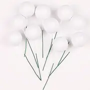 Ball Cake Topper Decorations, 40 Pieces Mini Balls Cake Toppers, Foam Ball Cake Picks Cake Decorations Mini Balloons Stick Cake Cupcake Toppers for Birthday Wedding Party Cake Decorating, White