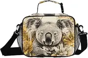 Insulated Lunch Box Koala Cute Flower for Women Men - Ideal for Work, Picnics - Includes Adjustable Shoulder Strap