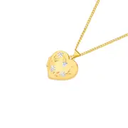 9ct Gold Two Tone Diamond-set Floral Pattern Locket With Verse