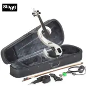 Stagg EVN 4/4 S-Shaped Electric Violin WHITE + Case, Rosin, Bow, Headphones