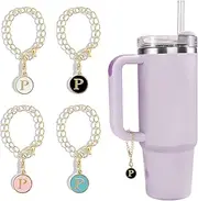 [TERRISHE] Initial Letter Charms Accessories for Stanley Cup, 4PCS Initial Name ID Letter Handle Charm for Stanley/Simple Modern Tumbler, Pesonlized Identification Letter Charms for Stanley Accesories