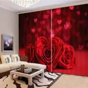 Great Red Passion Rose 3D Blockout Photo Print Curtain Fabric Curtains Window