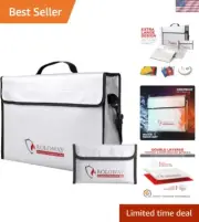 15x12 Fireproof Document Safe with Zipper & Adjustable Strap for Valuables