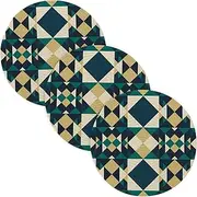 3 Pcs Trivet Runner for Hot Pots and Pans 15in Cotton Thread Weave Heat Resistant Pot Holders for Crock Pot Farmhouse Kitchen Decor Green Abstract Geometric Pattern
