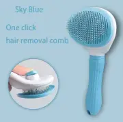 One Click Pet Dog & Cat Easy Self Cleaning Hair Remover Blue Brush Comb Grooming