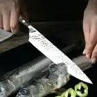 Chef Knife Stainless Steel Full Tang Wood Handle Hammered Slicing Gyuto Santoku