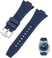 [Strapseeker] Waffle PRX Silicone Rubber Watch Band - Compatible for Tissot PRX 40mm - Quick-Release Replacement Watch Strap for Tissot Powermatic 80 Series - 12mm-Watch Band for Men & Women (Navy)