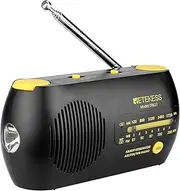 Retekess TR627 Emergency Radio, Hand Crank Radio with Flashlight Cell Phone Charger, Powered by 1200mAh Battery or AAA Battery, with NOAA Band (Black)