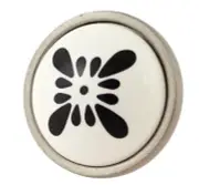 (5 Pack) 1-1/4 inch Cupboard Collection Black Petal Design Knob Satin Nickel