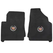 2010-2011 Cadillac SRX SUV 2pc Ebony Black Floor Mat Set - Crest & Wreath Logo