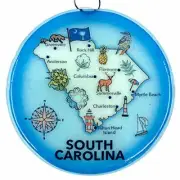 South Carolina Map Christmas Tree Ornament - Art Glass Light Catcher