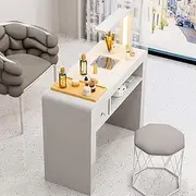 PP-Kic Professional Nail Beauty Spa Salon Workstation, Modern Nail Art Table Nail Tech Table, Nail Art Table with LED Light, Makeup Girls Nail Art Table with Storage Cabinets And Drawers