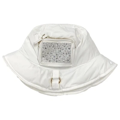 Madden NYC Womens Floppy Quilted White Sequin Bucket Hat