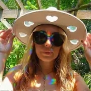 Suncatcher Cowgirl Straw Prism Hat, Women Breathable Wide Brims Beach Hat Music Festival Hat Bachelorettes Party Bridal Shower Hat C