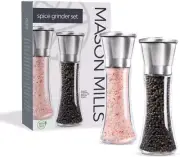 Prefilled Salt and Pepper Grinder Set - Includes Quality White Rock Salt &...