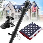Flag Pole with American Flag - Tangle Free Flag Poles for Outside House with