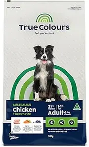 True Colours Adult Dog Food, Australian Chicken with Brown Rice, 3kg, 21% Protein Australian Made Dog Food Joint Health Dog Food for Senior Dogs High Protein Senior Dog Food Healthy Skin and Coat