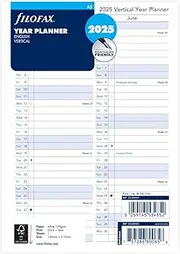 Filofax - Refill 2025 - Classic Vertical Year Planner Fold Out - A5