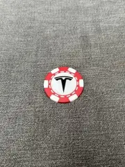 Tesla Poker Chip Golf Ball Marker w One Sided Raised Bubble Graphic Red White
