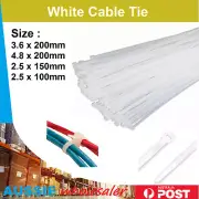 Cable Ties Zip Ties Nylon UV Stabilised 100/200/500/1000 Bulk Cable Tie white