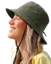 Waterproof Bucket Hat for Women Men Rain Hat UPF 50+ Wide One Size Army Green