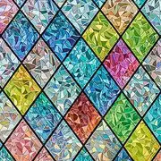 Sunbaby Rainbow Window Privacy Film - 3D Static Cling Stained Glass Window Film for Home Decoration, UV Blocking & Heat Control Non-Adhesive (17.5"x78.7")