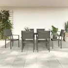 7 Piece Garden Dining Set Black Steel Textilene Outdoor Furniture Patio Ta 00737