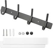 Eydeal Hand Towel Hooks Rack Wall Mount Adhesive Stainless Steel Metal Coat Hangers for Front Door Bathroom Bedroom Office (Black, 4 Hooks)