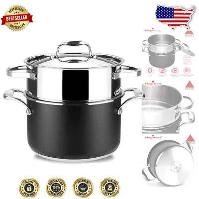 Prisma Stainless Steel Cooking Pot with Lid - 7.9" Induction & Dishwasher Safe
