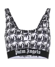 Palm Angels Palm Tree Printed Scoop Neck Top XXS Black