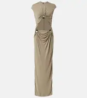 [Christopher Esber] Christopher Esber Duo Bezel Quartz jersey maxi dress AU 6 green