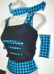 Slit cami Top Shirt checkered top fingerless mitts child adult DANCE HIP HOP