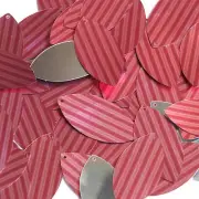 Navette Leaf Sequin 1.5" Red Pink Corrugated Stripe Metallic