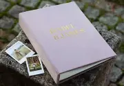 Modern wedding guest book, album with pockets for Polaroid, Instax mini