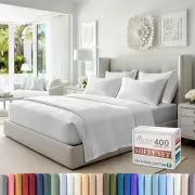 400 Thread Count Queen Cotton Bed Sheets Set, Long-Staple Cotton Sheet Sets Q...