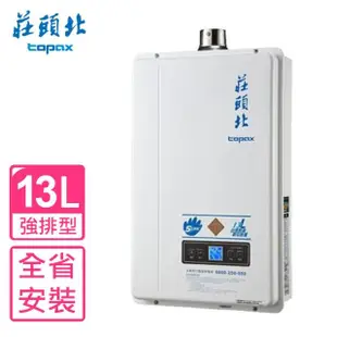 【莊頭北】全省安裝13公升分段火排DC強制排氣熱水器FE式NG1/LPG(TH-7139FE)