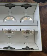 Libbey Hostess Champagne Glassware Gold Leaves 6.5oz #8479 SET OF 5 Glasse