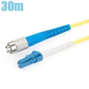 30M LC to FC UL Simplex 9/125 Single Mode Fiber Optic Patch Cable OFNR Yellow
